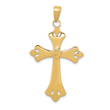 14K Two-tone Gold  Textured Cross Pendant