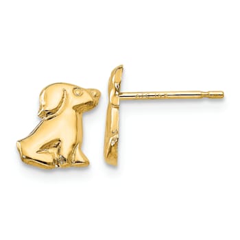 14K Yellow Gold Dog Post Earrings