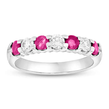 1.00ctw Ruby and Diamond Wedding Band Ring in 14k White Gold