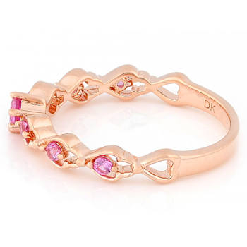 Lab-Created Pink Sapphire Band Ring In 18K Rose Gold Over Sterling
Silver 0.19ctw