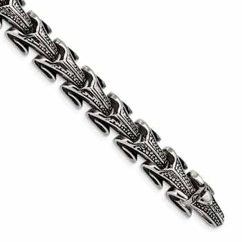 Stainless Steel Antiqued and Polished Bracelet