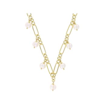 Freshwater Pearl Station Necklace In 18K Gold Over Bronze 20 Inch