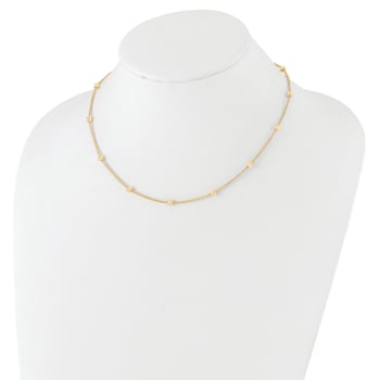 14K Yellow Gold Polished and Diamond-cut Beaded Necklace