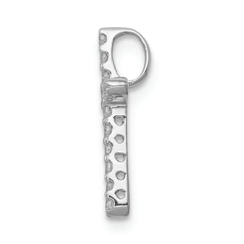 Rhodium Over 14K White Gold Diamond Cross Pendant