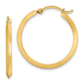 14k Yellow Gold Polished 1.02" Hoop Earrings