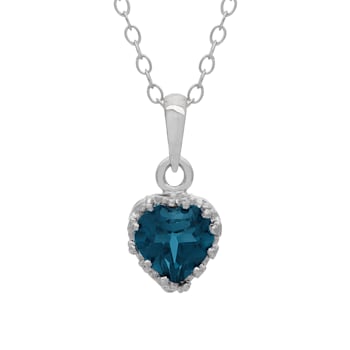London Blue Topaz Sterling Silver Heart Pendant with 18" Cable
Chain 0.88ctw