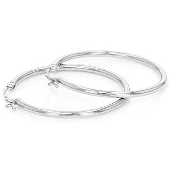 Classic Polished Hoop Earrings In Sterling Silver 1.25"