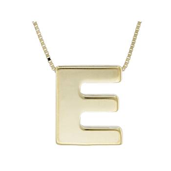 Block Letter E Initial Necklace In 10K Yellow Gold