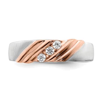 14K Two-tone Rose and White Gold Lab Grown Diamond Men's Band