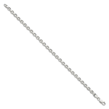 Sterling Silver 4mm Diamond-cut Rolo Chain Bracelet