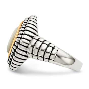 Sterling Silver Antiqued with 14K Accent Mother of Pearl Ring