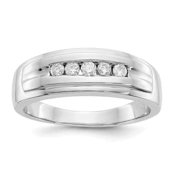 Rhodium Over 14K White Gold Lab Grown Diamond SI1/SI2, G H I, Men's Ring