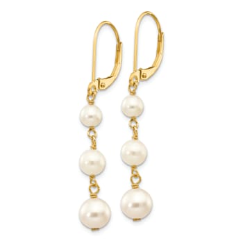 14K Yellow Gold 4-6mm White Semi-round Freshwater Cultured Pearl
Gaduated Leverback Earrings