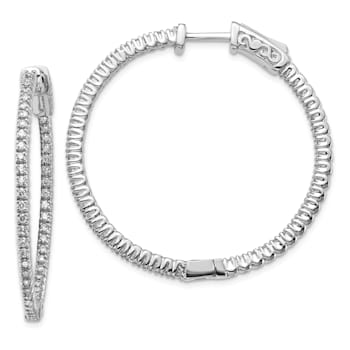 Rhodium Over 14K White Gold Oro Spotlight Lab Grown Diamond SI+, H+,
Hoop with Safety Clasp Earrings