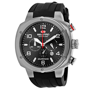 Seapro Men's Guardian Black Dial, Black Silicone Watch