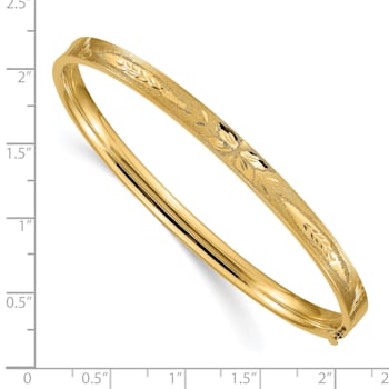 14k Yellow Gold 5mm Oversize Diamond-Cut and Brushed Concave Hinged
Bangle Bracelet