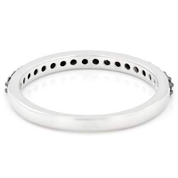 Black CZ Accent Band Ring In Sterling Silver