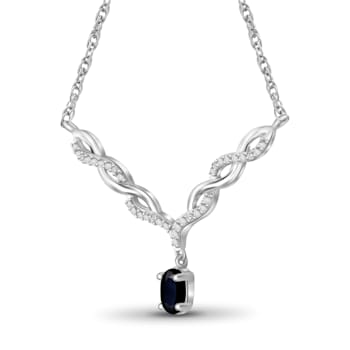 Black Sapphire Rhodium Over Sterling Silver Necklace 0.55ctw