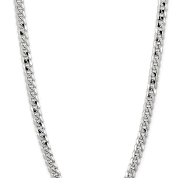 Rhodium Over 14k White Gold 8.5mm Solid Flat Beveled Curb 20 Inch Chain