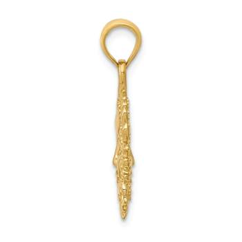 14k Yellow Gold 3D Solid Polished Reversible Sun Pendant