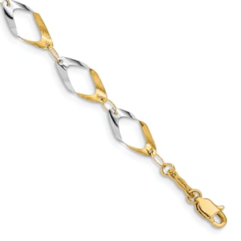 14k Two-tone Gold 7mm Oval Link Bracelet