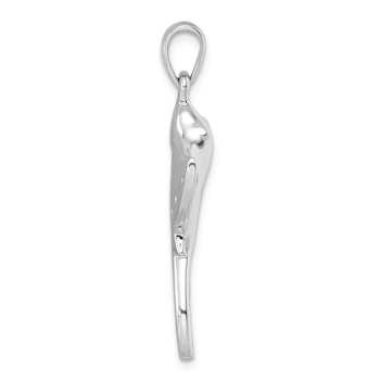 Rhodium Over Sterling Silver Polished Cubic Zirconia Sting Ray Pendant