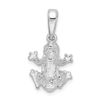 Rhodium Over Sterling Silver Polished Frog Pendant