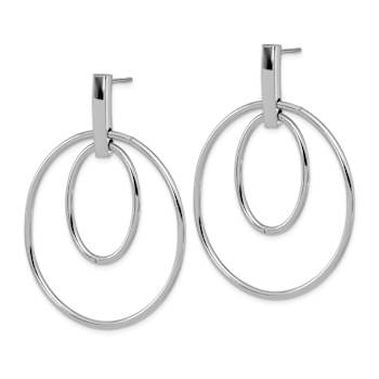 Rhodium Over 14k White Gold Polished Circle Dangle Earrings