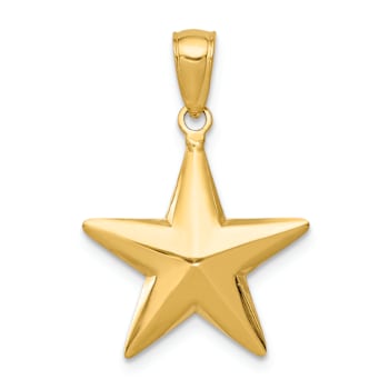 14k Yellow Gold Polished 3D Star Pendant