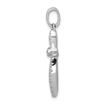 Rhodium Over 14k White Gold Diamond Cross Pendant