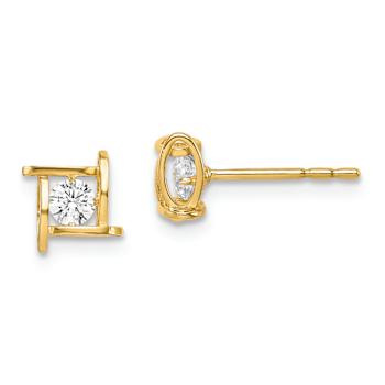 14k Yellow Gold Children's Cubic Zirconia 5.2mm Square Stud Earrings