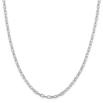 Sterling Silver 3.75mm Fancy Patterned Rolo Chain Necklace