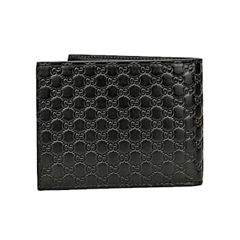Gucci Men's Microguccissima GG Black Leather Trifold ID Wallet
