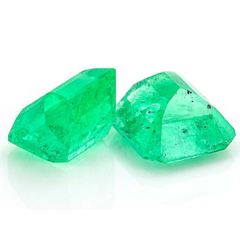 Colombian Emerald 6.5x5.8mm Emerald Cut Matched Pair 2.10ctw