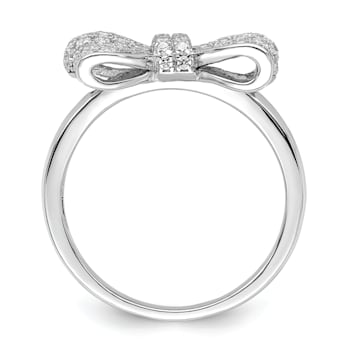 Rhodium Over Sterling Silver Cubic Zirconia Bow Ring
