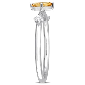 Citrine And White Topaz Three-Stone Station Ring In Sterling Silver