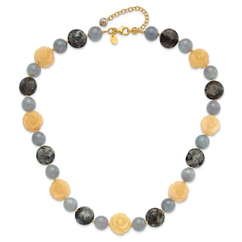 14K Yellow Gold Over Sterling Silver Agate, Labradorite, Jadeite 2-inch
Extension Necklace
