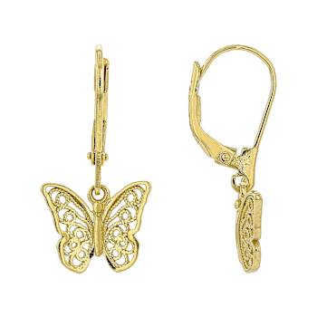 Butterfly Filigree Earrings In 18K Gold Over Sterling Silver