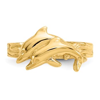 14K Yellow Gold Dolphin Toe Ring