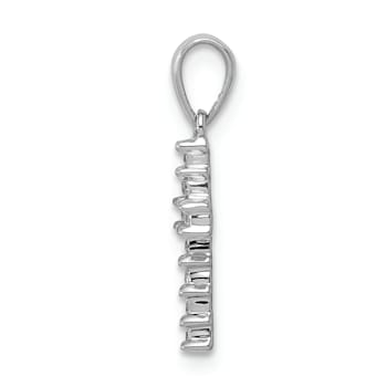 Rhodium Over 14K White Gold 1/20ct. Diamond Latin Cross Pendant