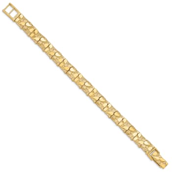 14k Yellow Gold Polished and Textured 9.5mm Nugget Bracelet