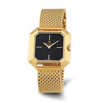 Ladies Charles Hubert IP-plated Stainless Mesh Black Dial Quartz Watch