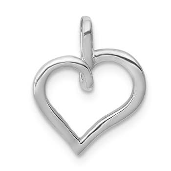 Rhodium Over 14k White Gold Diamond Heart Pendant