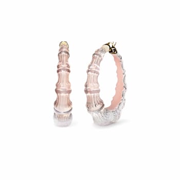 14K Yellow Gold Over Sterling Silver Acrylic and Enamel Bamboo Illusion
Hoops in Ballerina Slipper