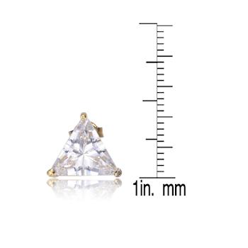 Triangle CZ Stud Earrings In 14K Gold Over Sterling Silver