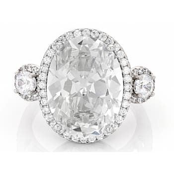 White Cubic Zirconia Rhodium Over Sterling Silver Ring 17.34ctw