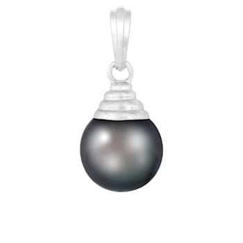 Cultured Tahitian Pearl 9mm Pendant in 14k white gold