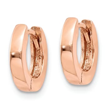 14K Rose Gold 3/8" Round Hinged Hoop Earrings