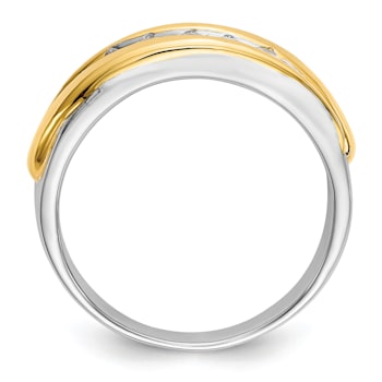 14K Yellow and White Gold Lab Grown Diamond SI1/SI2, G H I, Men's Band