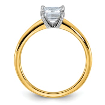 14K Yellow Gold With White Gold Accents 1 3/4 ct. D E F Pure Light
Emerald Moissanite Solitaire Ring